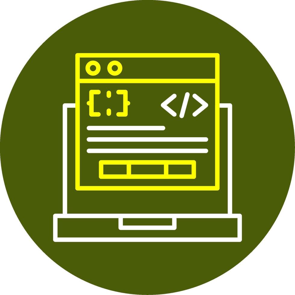 icono de dos colores de la línea del procesador de código vector