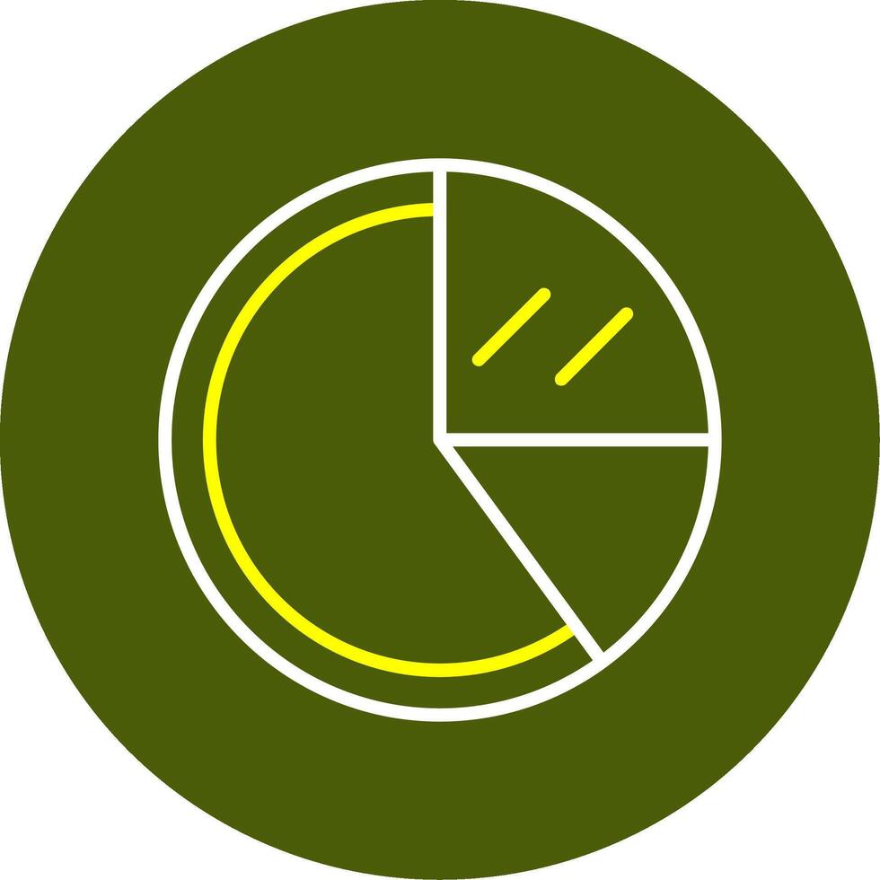 gráfico circular, línea, dos colores, icono vector