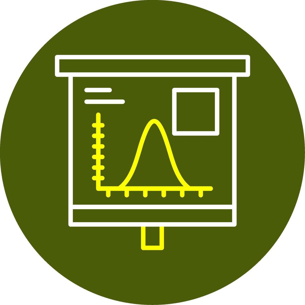 Bell Curve on Graph Minimal Line Two Color Icon vector