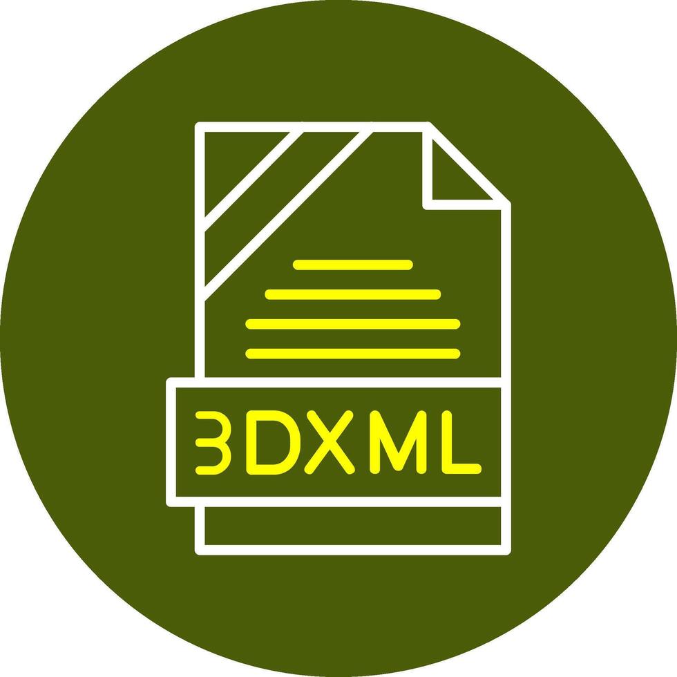 3DXML Format Minimal Line Two Color Icon vector