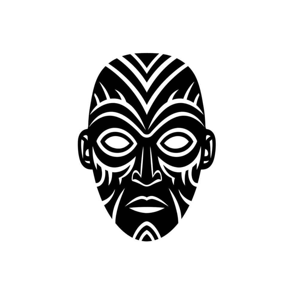Tribal Mask Face with Intricate Patterns and Dark Features. vector