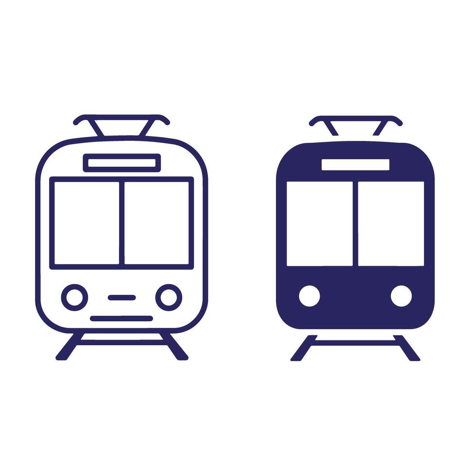 Two simple train icons representing transportation and public transit for design projects vector