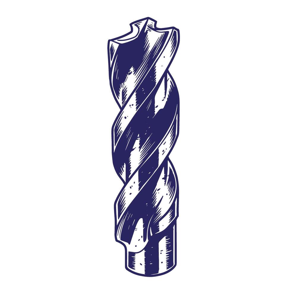 Intricately drawn illustration of a cobalt drill bit for construction or diy projects vector