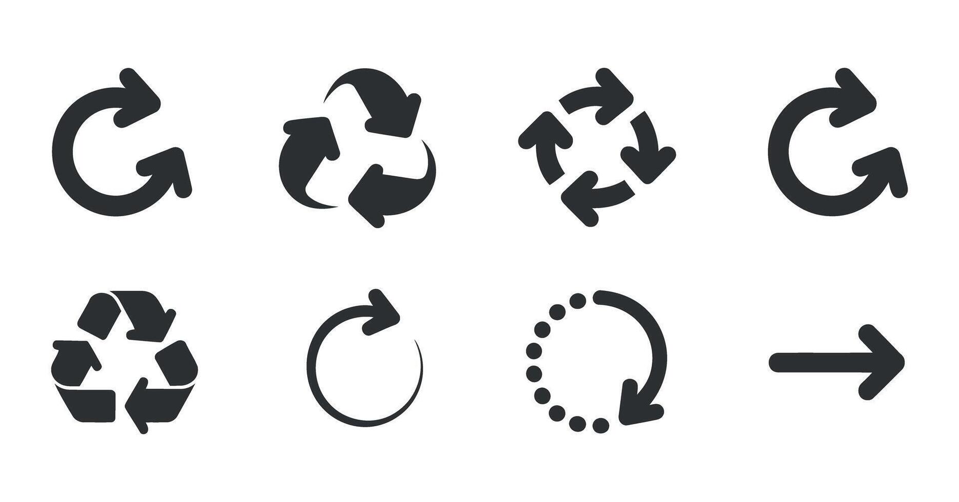 Arrows Collection Reload and Recycle Signs on Transparent Background vector