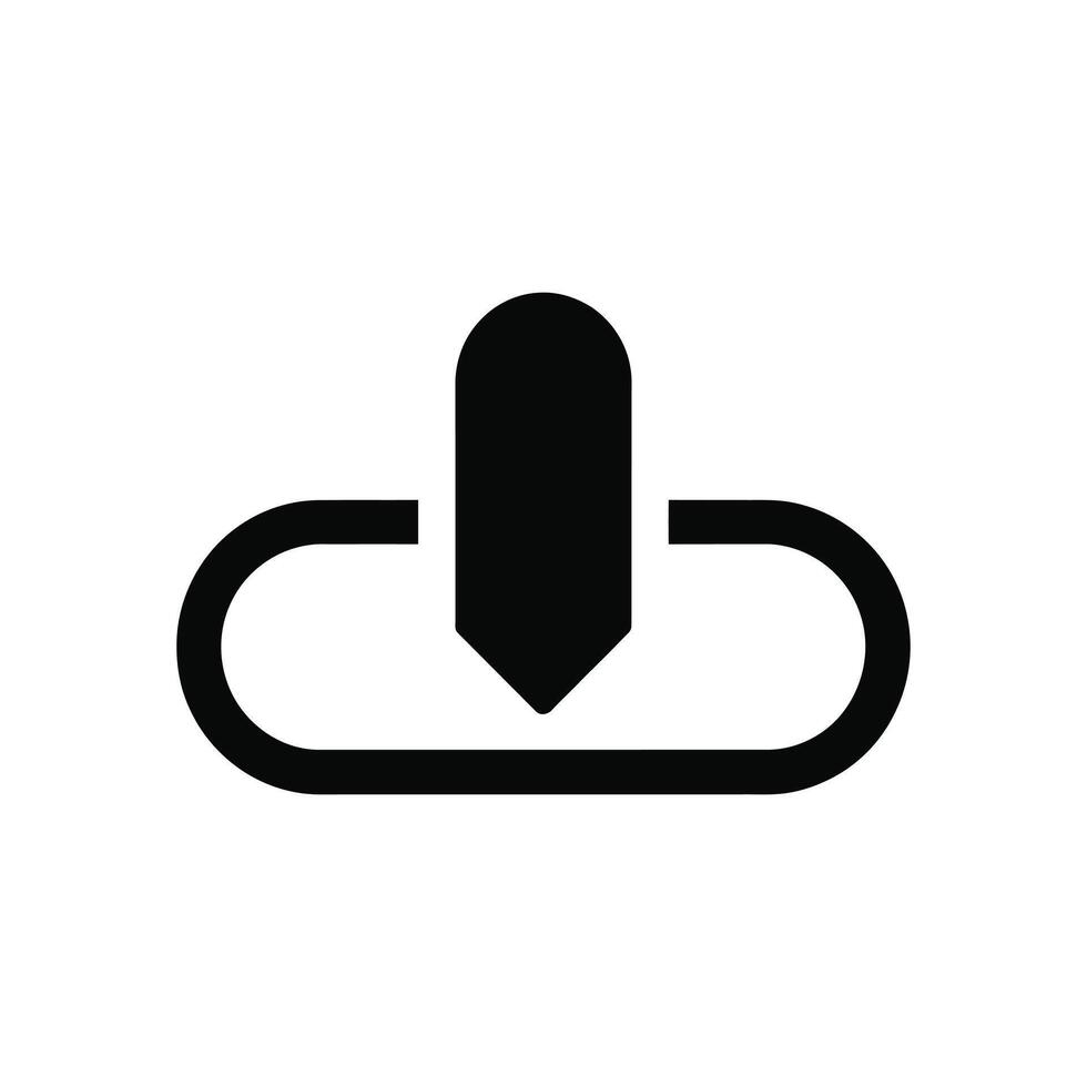 Black Down Arrow Entering Rounded Container Icon Isolated on White Background vector