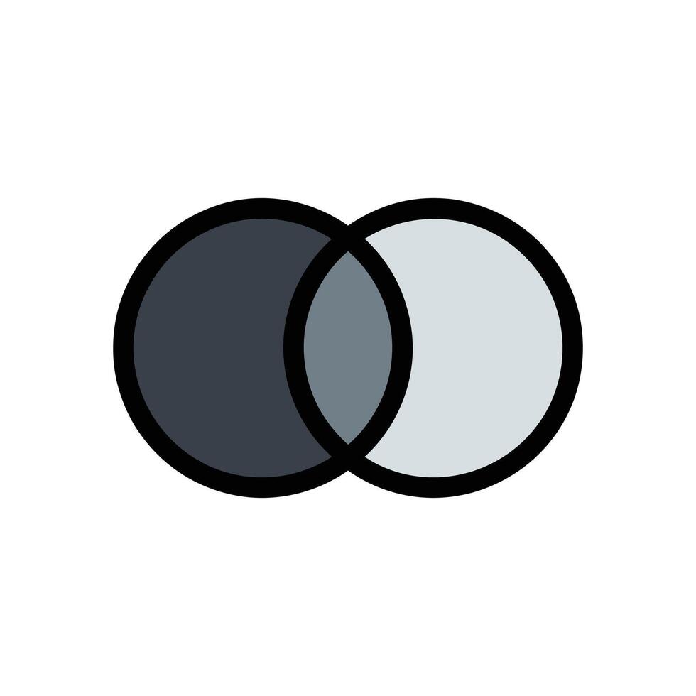 Overlapping Circles Icon on White Background Showing Intersection with Different Colors vector