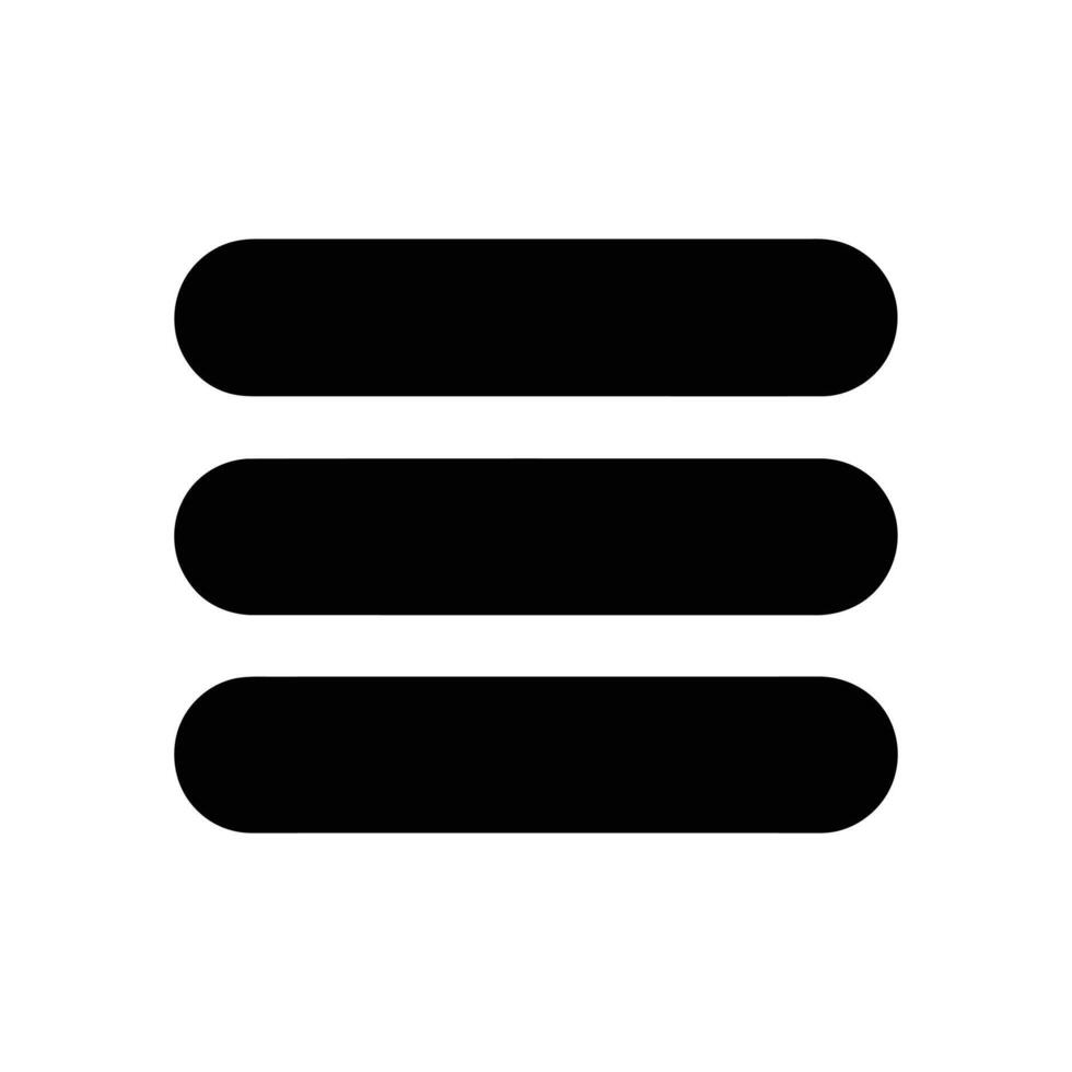 Black Hamburger Menu Icon on White Background for Mobile Apps and Websites vector