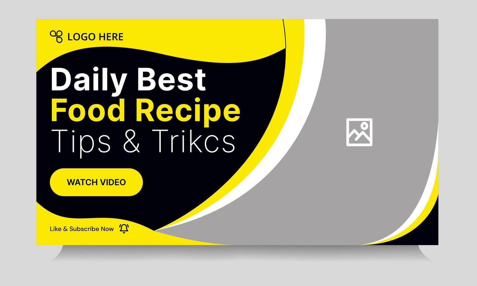 Daily food recipe techniques cover banner design, daily food review tips and tricks thumbnail banner design, customizable eps 10 file format vector