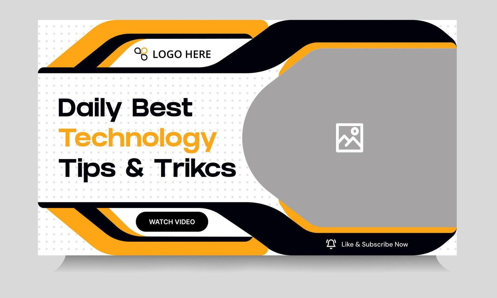 Customizable best technology tips and tricks thumbnail banner design, daily photography learning tips and techniques cover banner design, editable eps 10 file format vector