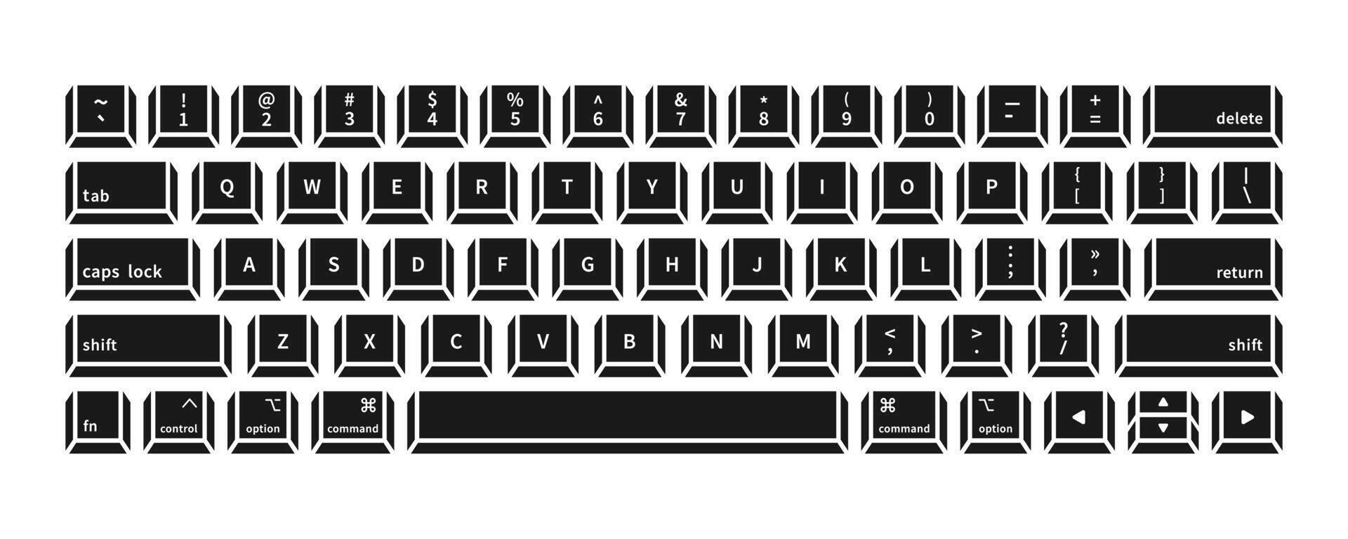 Black computer keyboard on white background for tech and design projects vector