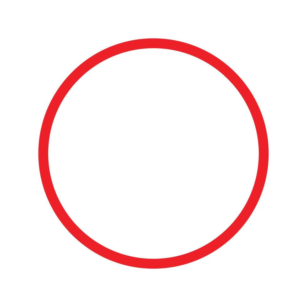 red circle frame icon. isolated on white background, Red circle with a bold outline on a white background. vector