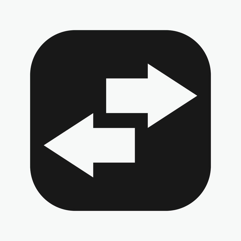 rectangle Directional arrow icons, Black arrows indicating transfer. Left and right line arrows representing exchange. Swap icon with two directional arrows. vector