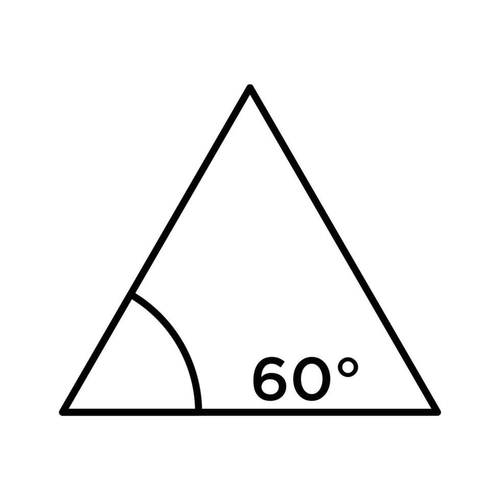 Pr60 degree angle icon in triangle, Triangle with a bold black outline on a white background. vector