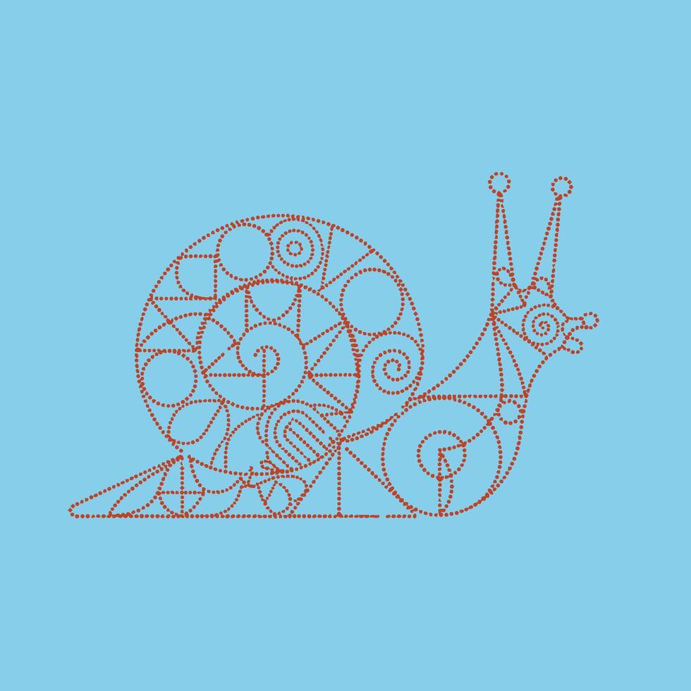 Stylized snail composed of intricate dotted lines on a soft blue emphasizing detailed design and artistic creativity vector
