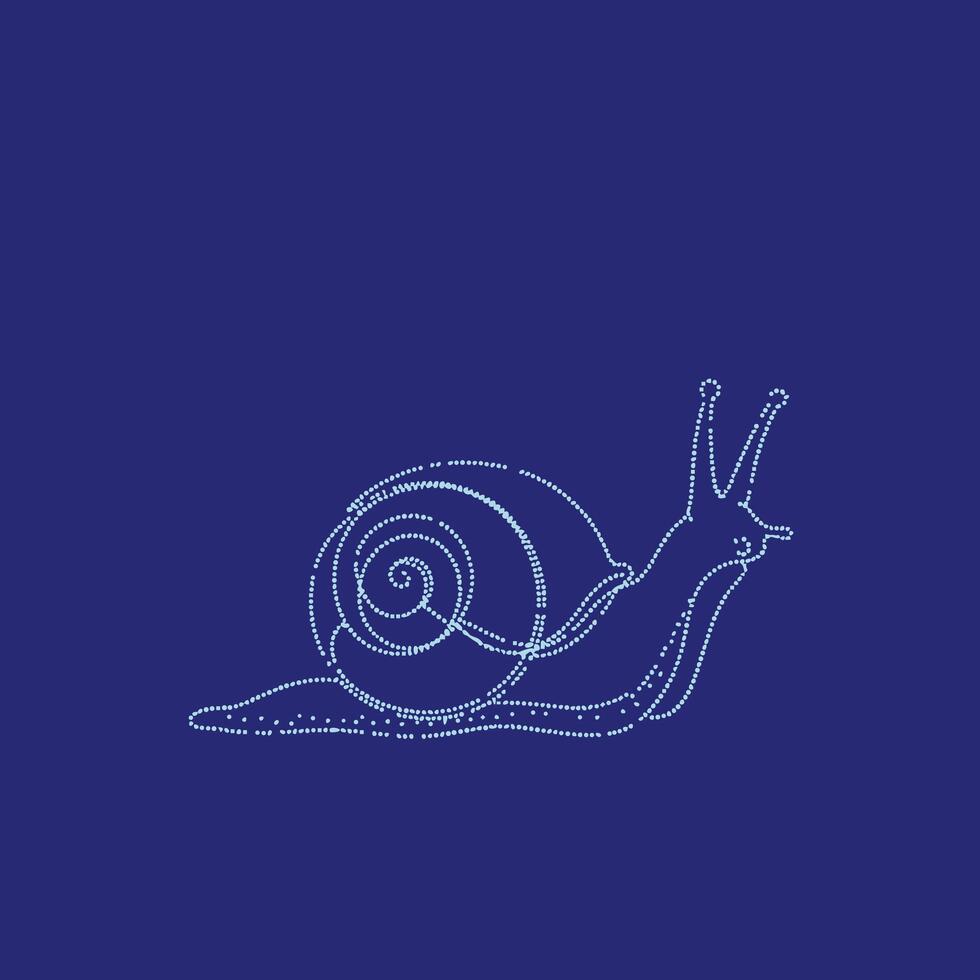 Elegant snail with a spiral shell and extended tentacles on a solid dark blue , emphasizing simplicity and natural beauty vector