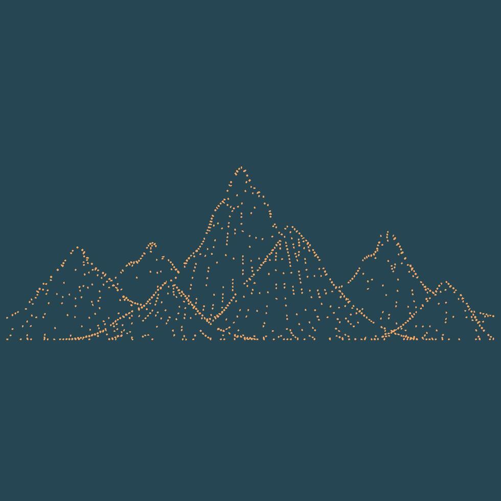 Stylized mountain range silhouette created with dotted line patterns on a dark vector