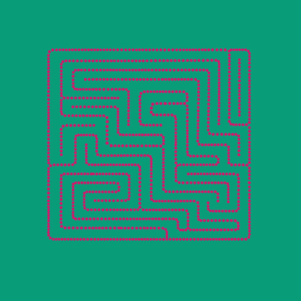 Intricate pink maze pattern with interconnected pathways on a teal , creating a complex geometric design for visual interest vector