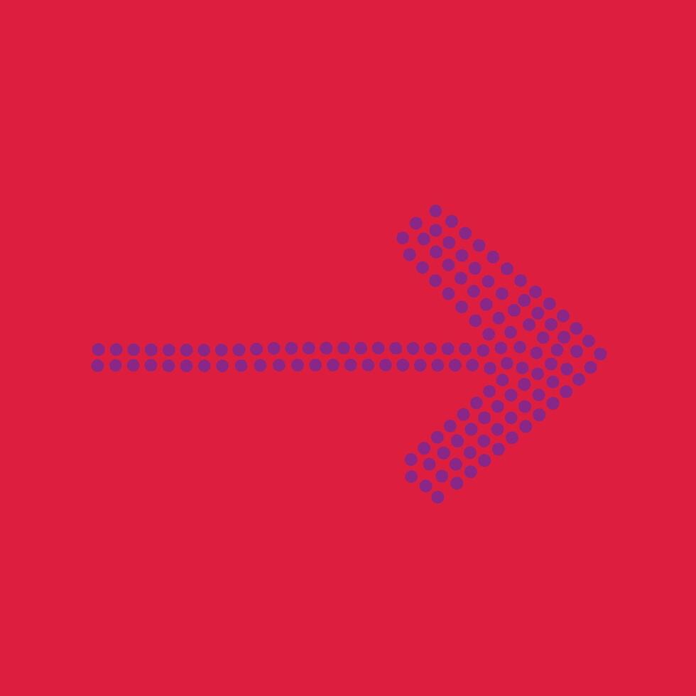 Bright red with a large dotted blue arrow pointing to the right for directional guidance or navigation purposes vector