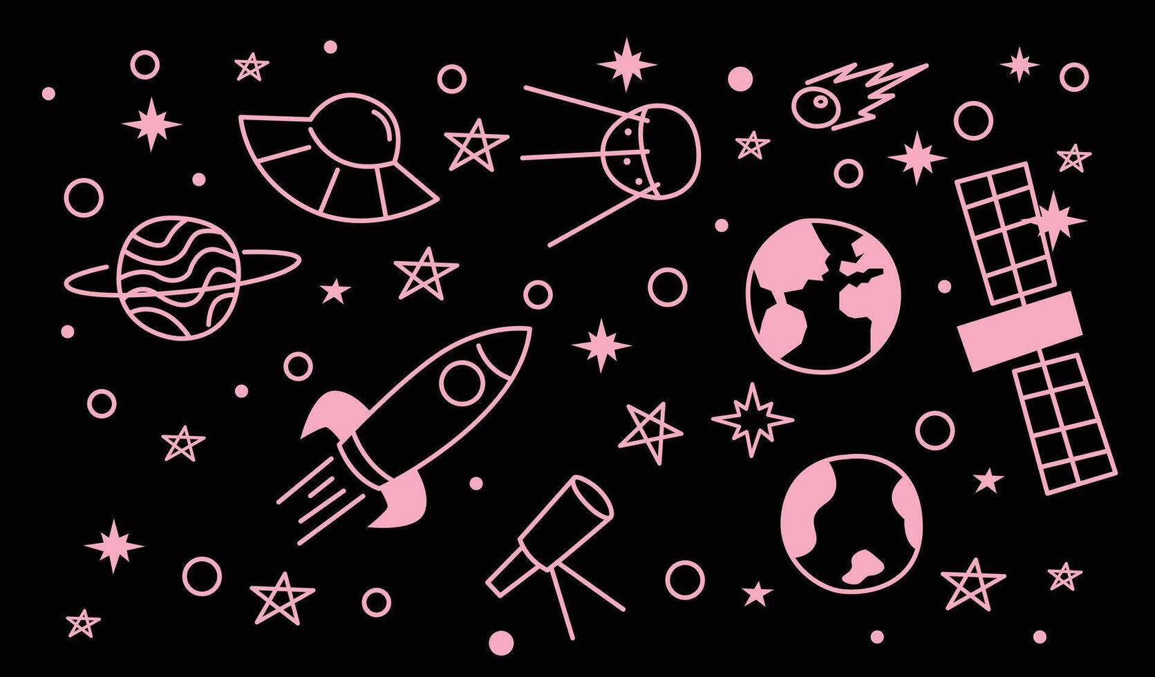 Cosmic Space Pattern Elements on with dark background vector