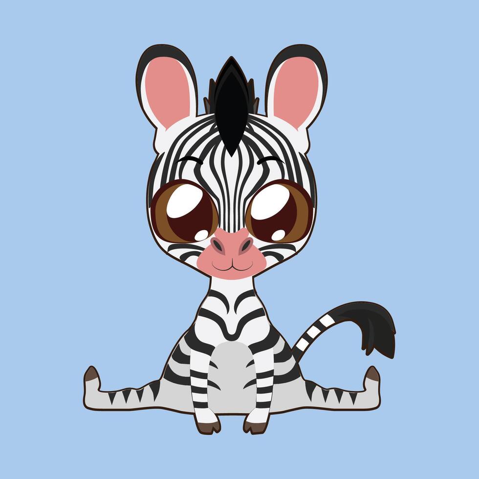 cute zebra character in flat design with isolated background vector