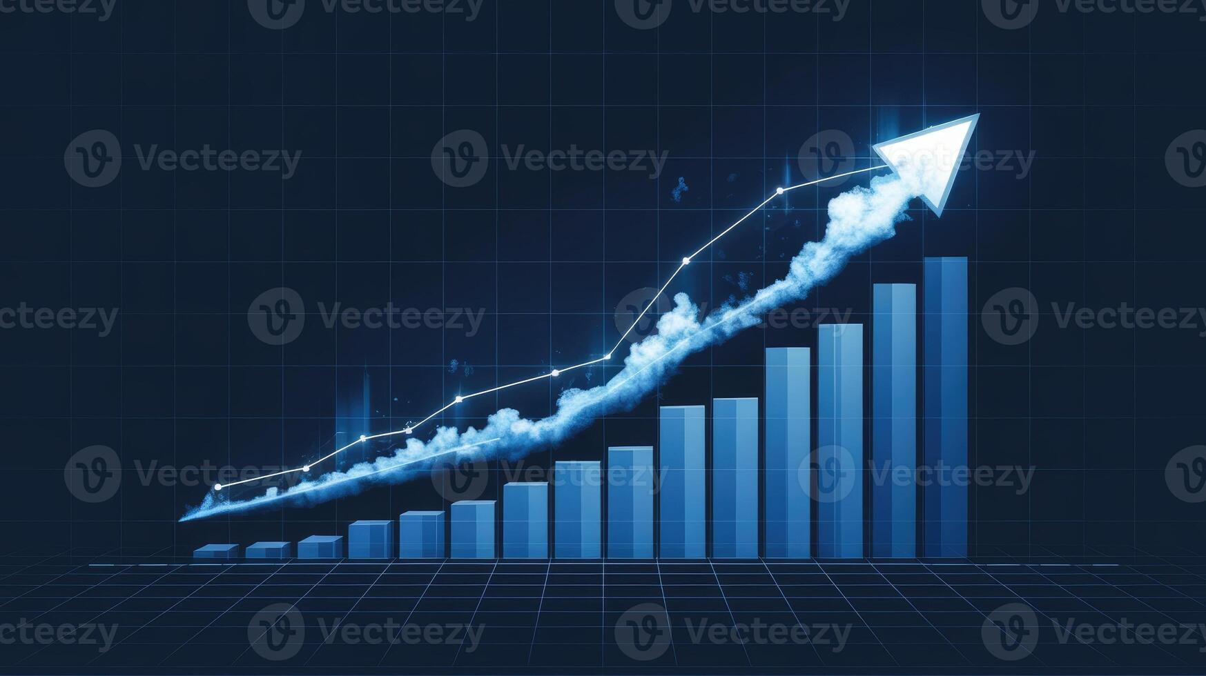 Business Graph Showing Progress and Exponential Growth With Arrow Up photo