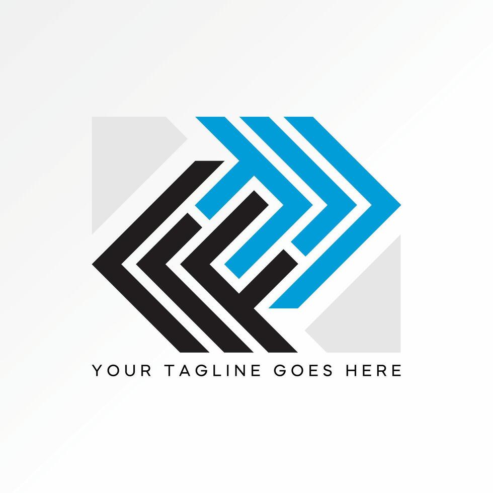 letter F or RRP line font flip line pattern motif futuristic vector