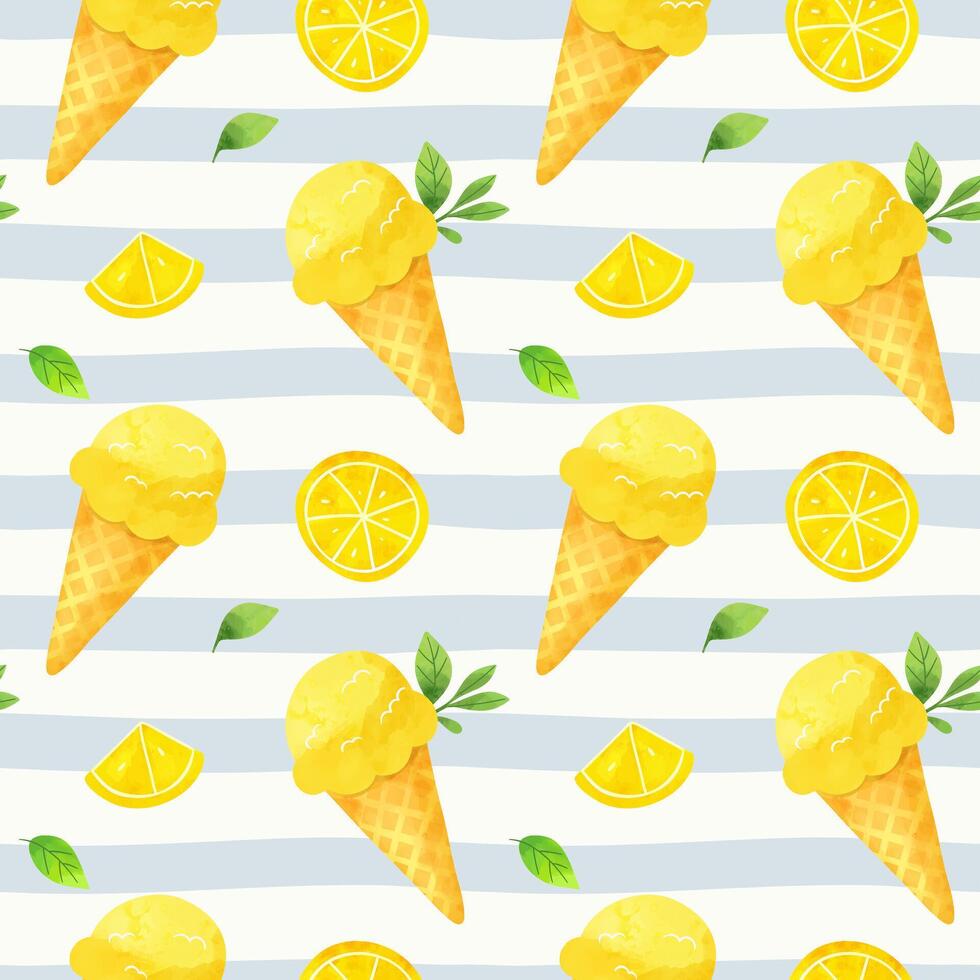 lemon ice cream pattern design vector