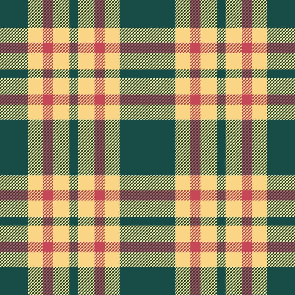 Border check texture, tiny background seamless pattern. Ornament plaid textile fabric tartan in amber and teal colors. vector