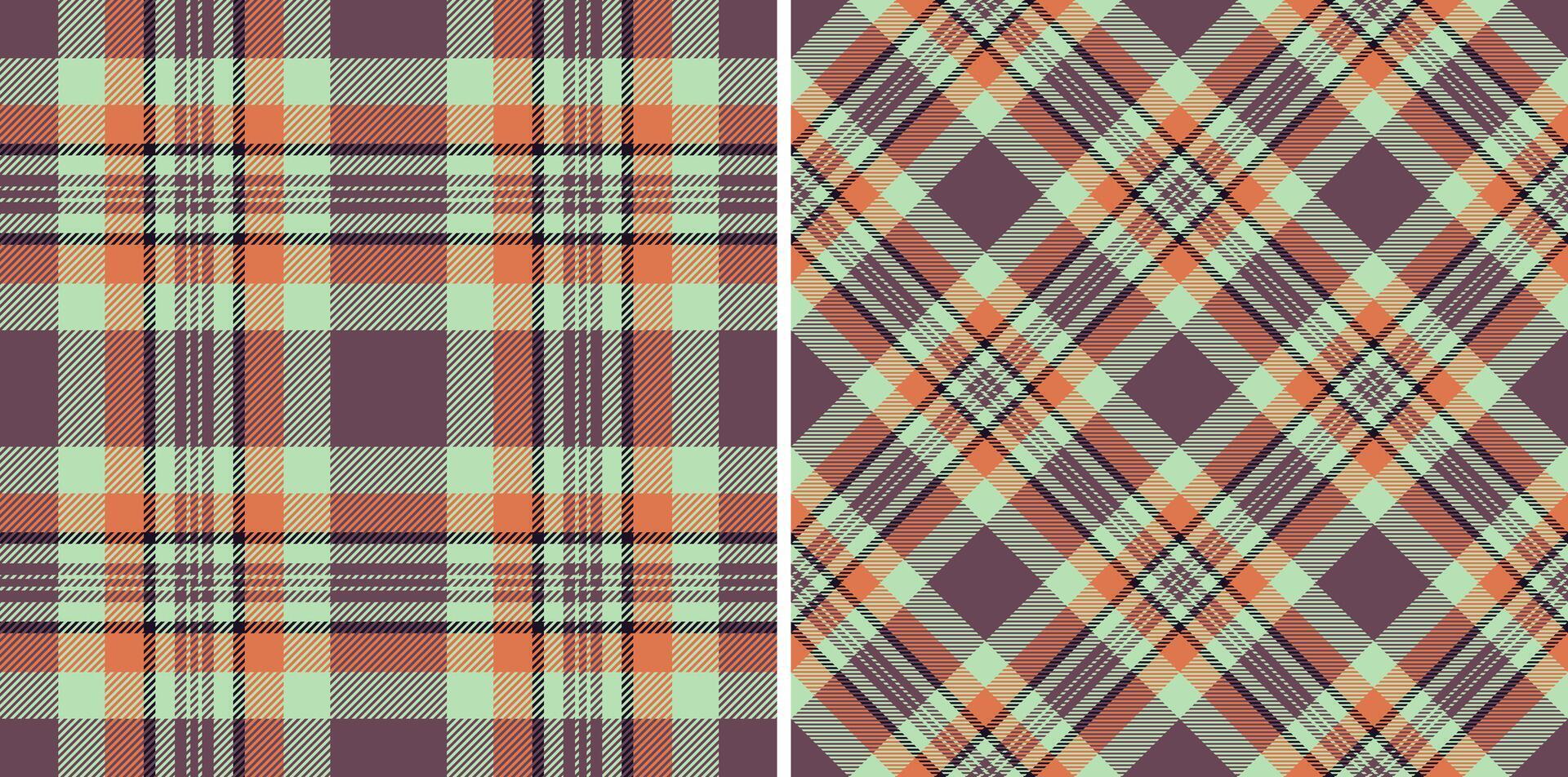 Detailed plaid patterns, in regular and diagonal alignments, create a versatile textile design. Retroinspired color scheme, ideal for backgrounds, fashion, or graphic design projects. vector