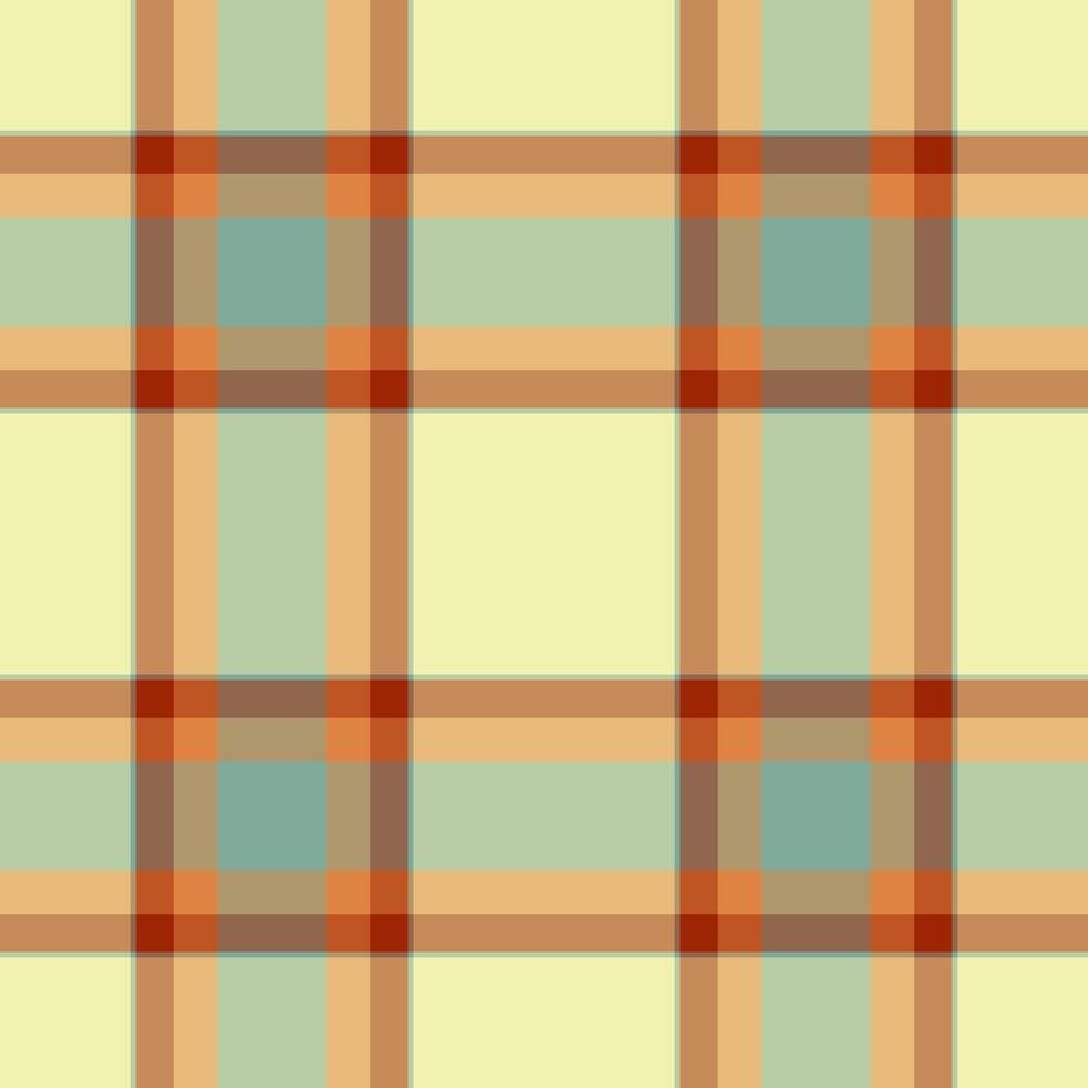 Graphical texture check textile, mix plaid seamless. Rest background tartan fabric pattern in orange and light colors. vector