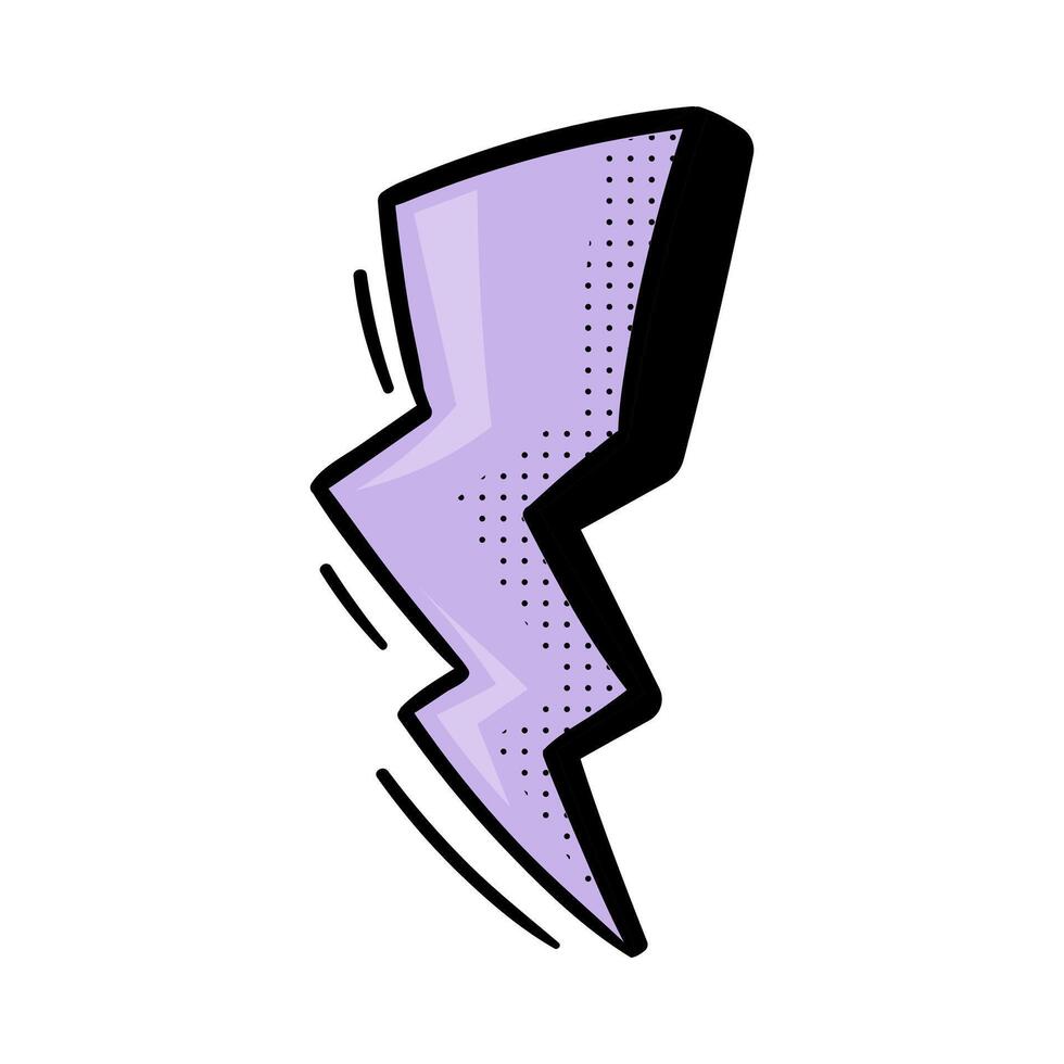 Lightning Purple Arrow with Pointed End and Zigzag Line with Dots Doodle Style Element vector