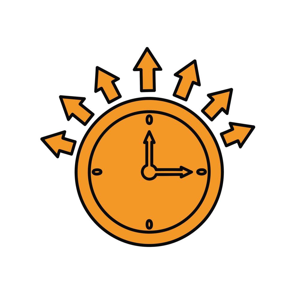 Time Flies Icon Clock with Arrows Symbolizing Speed, Progress, and Urgency, present vector