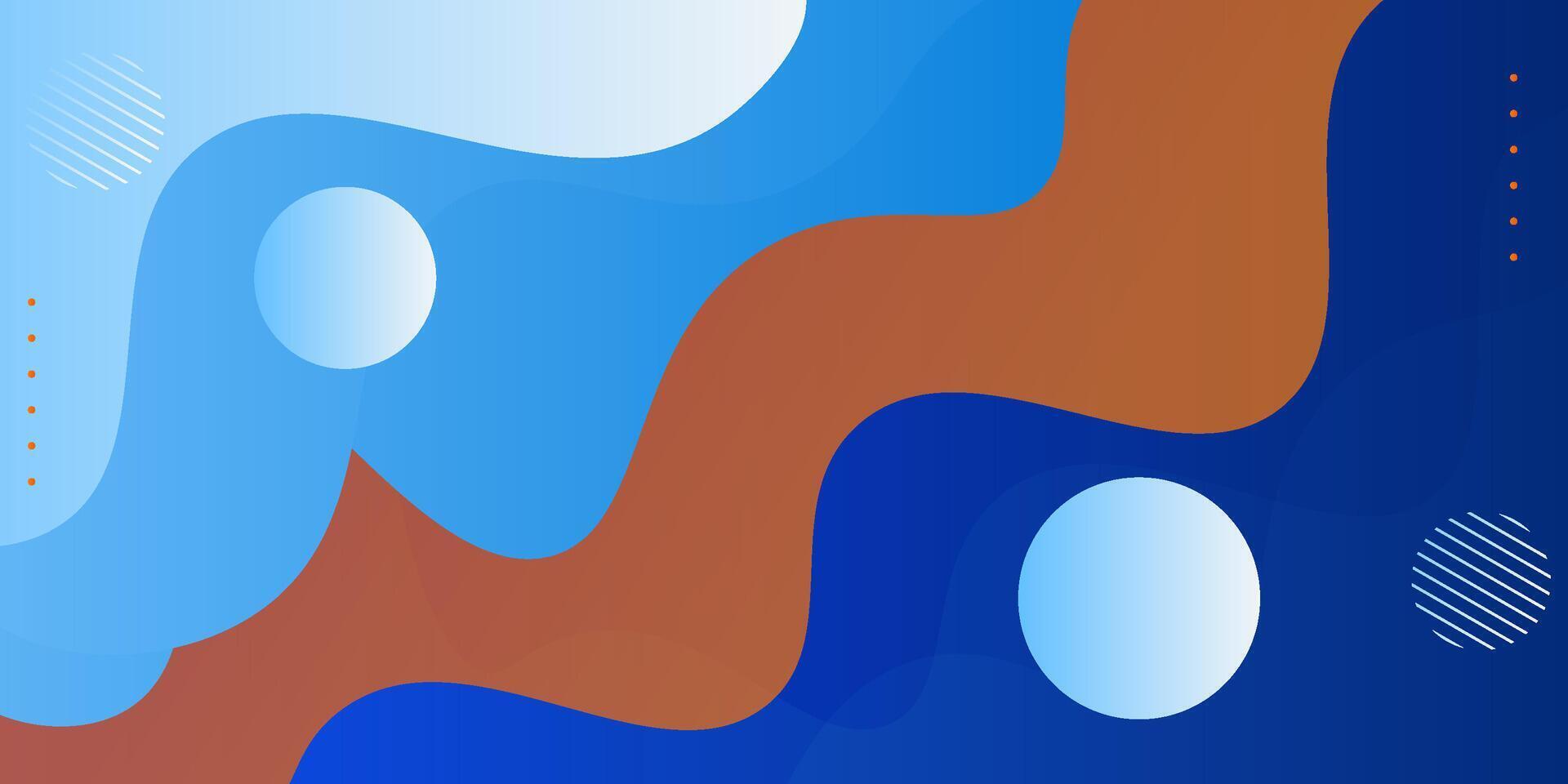 Abstract fluid wave background with orange and blue color combination design. Trendy patterned banner background. Eps10 vector