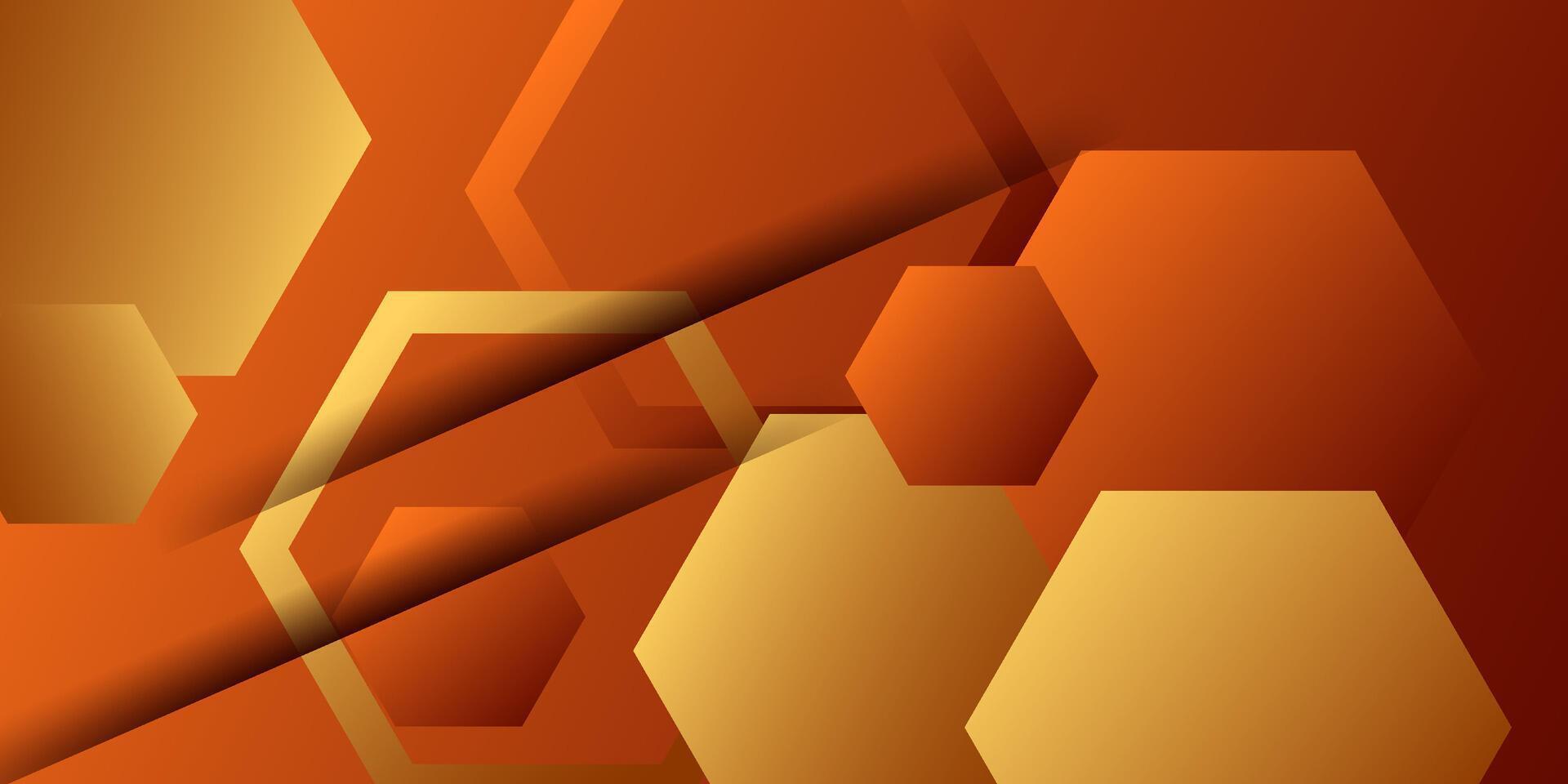 Abstract orange and gold hexagon pattern vector