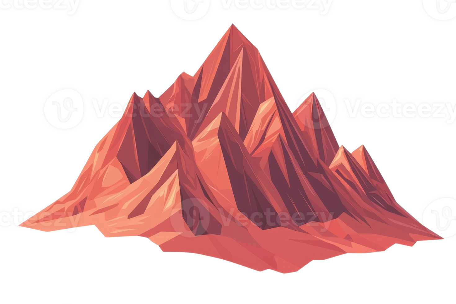 A stylized, angular mountain peak with vibrant red tones and sharp edges, resembling a 3D polygonal structure. png