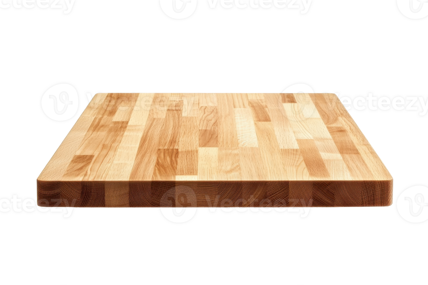 A wooden cutting board with smooth, polished surface, ideal for kitchen use. board features natural wood grain pattern, adding rustic touch to any culinary setting png