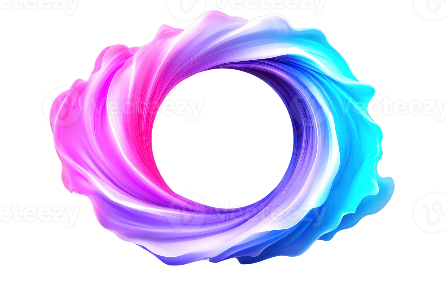 A vibrant swirl of pink, purple, and blue colors forms abstract circular shape, creating dynamic and energetic visual effect. gradient transitions smoothly, giving sense of motion and fluidity png