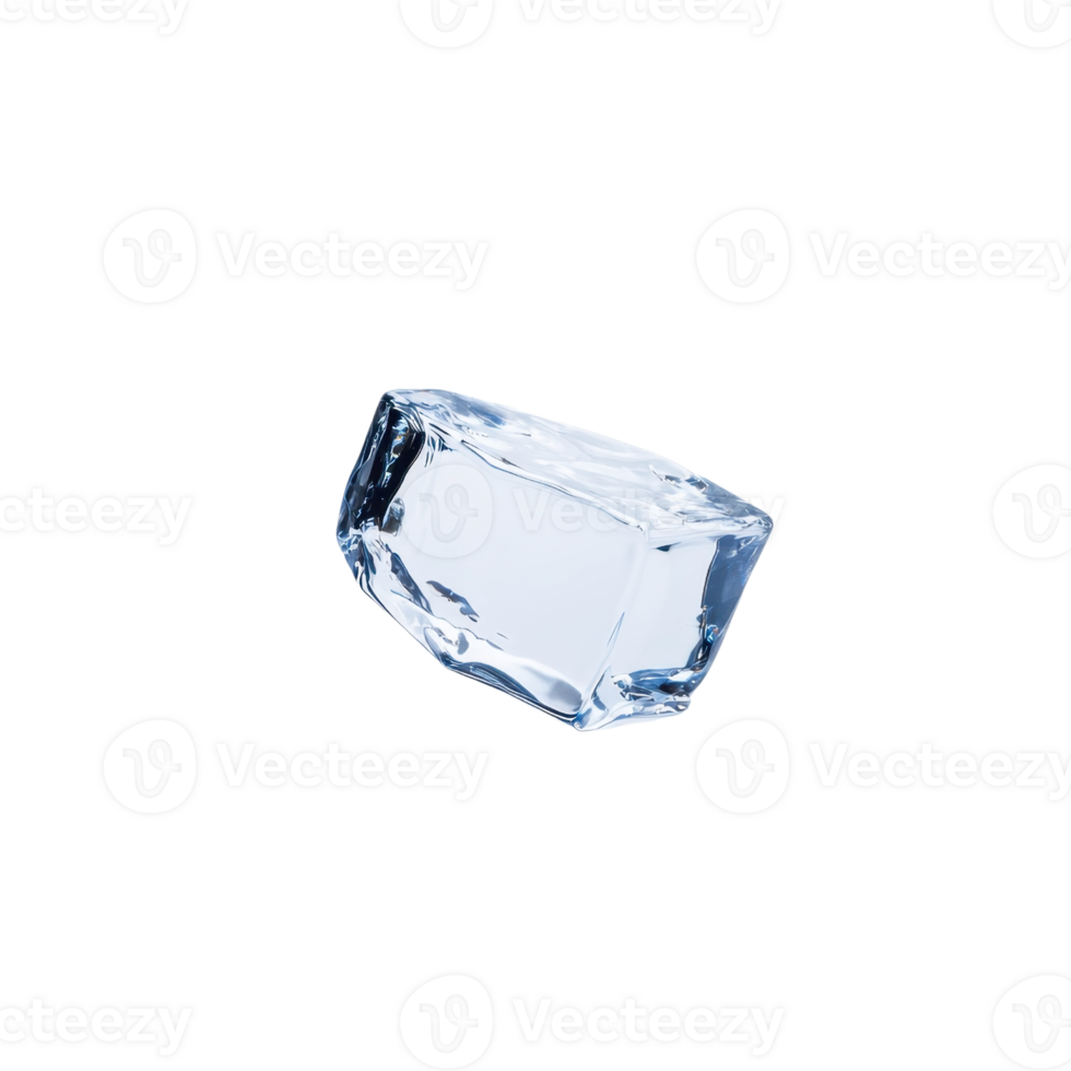 A single, clear ice cube isolated on transparency background, showcasing its transparency and smooth surface. ice cube appears fresh and cold, perfect for chilling beverages png