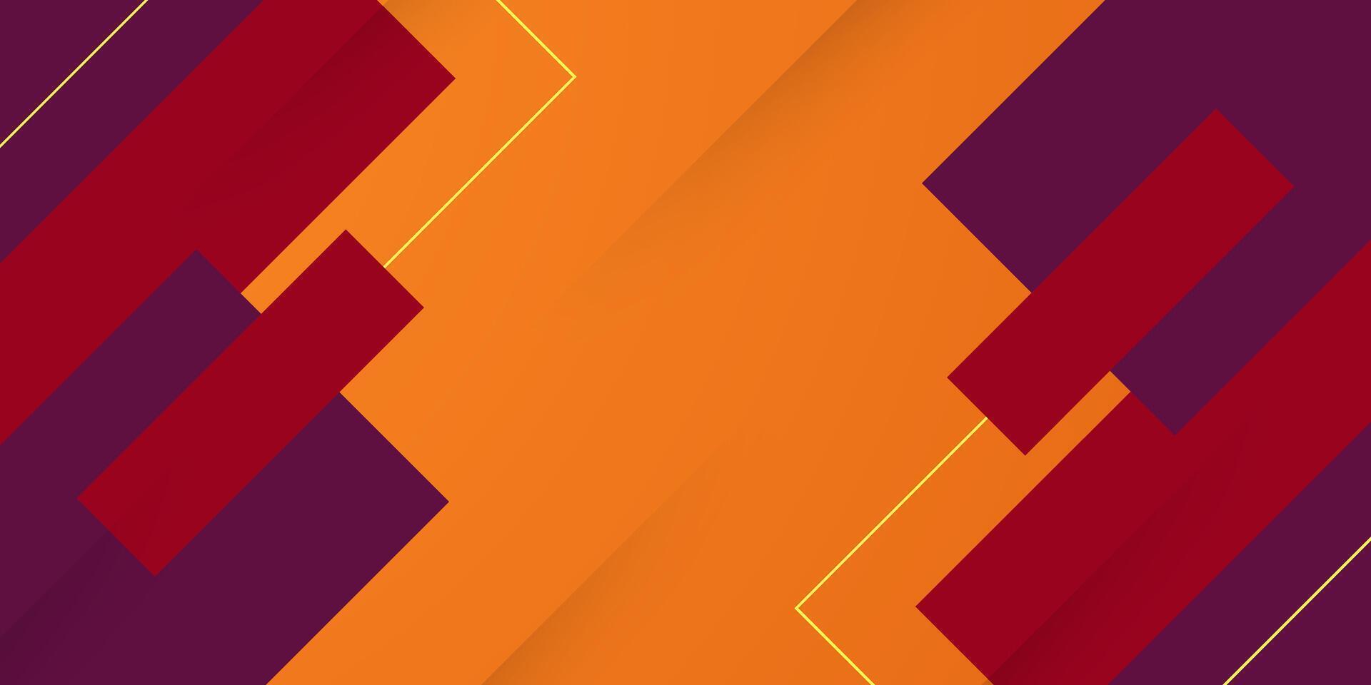 Simple abstract background with overlap purple color shapes pattern on orange background. Cool futuristic banner concept. vector