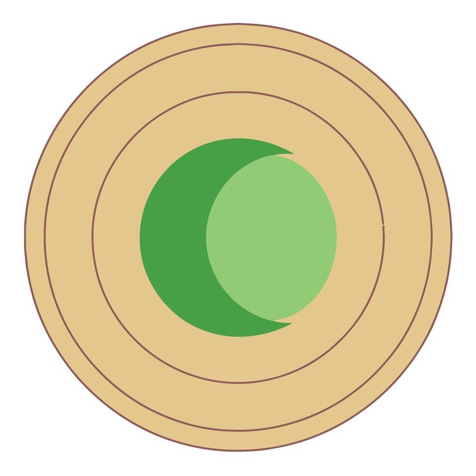 Abstract circular design featuring a green crescent moon within a target symbol with concentric rings vector