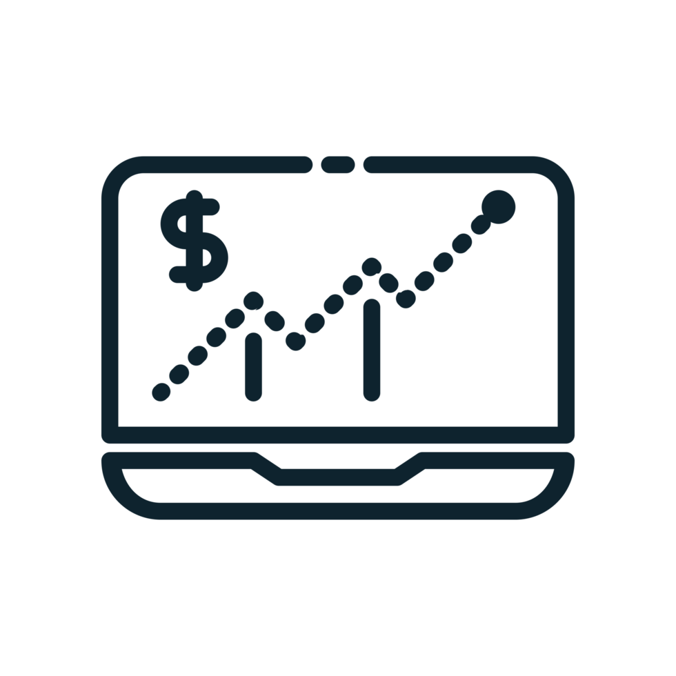 Stock Analytics Icon in line style. Perfect for apps, websites, UI UX, presentations, or infographics. Editable illustration file with clean design and modern design. Transparent background. png