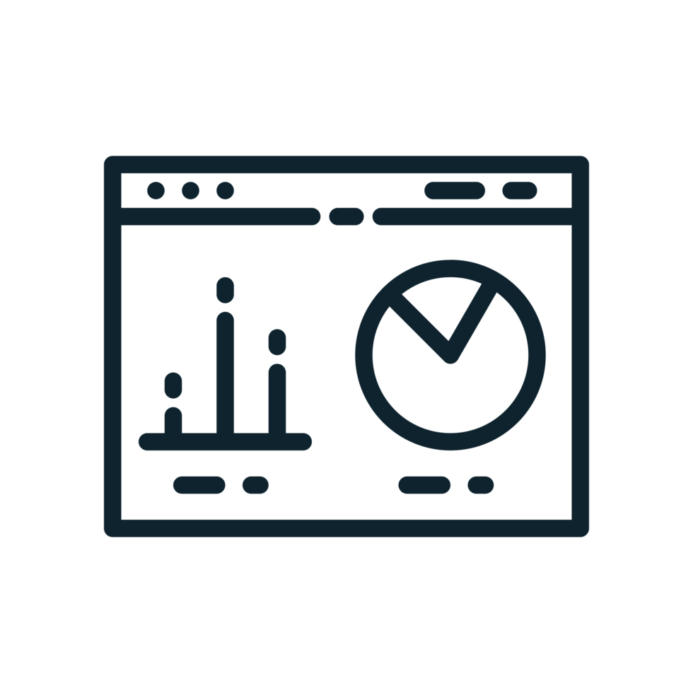 Data Dashboard Icon in line style. Perfect for apps, websites, UI UX, presentations, or infographics. Editable illustration file with clean design and modern design. Transparent background. png