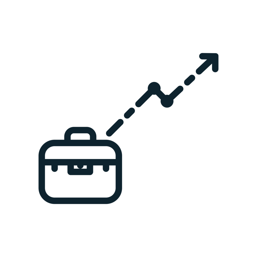 Briefcase Growth Icon in line style. Perfect for apps, websites, UI UX, presentations, or infographics. Editable illustration file with clean design and modern design. Transparent background. png