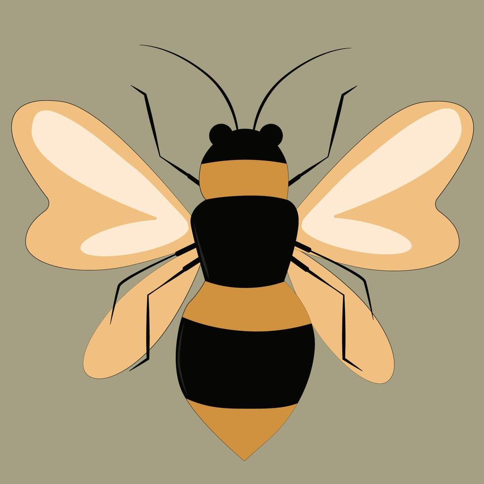 A hand-drawn image of a wasp. A large black and yellow wasp or pcher on a light background. This beetle can be used as a background image, icon, sticker, or cartoon character. vector