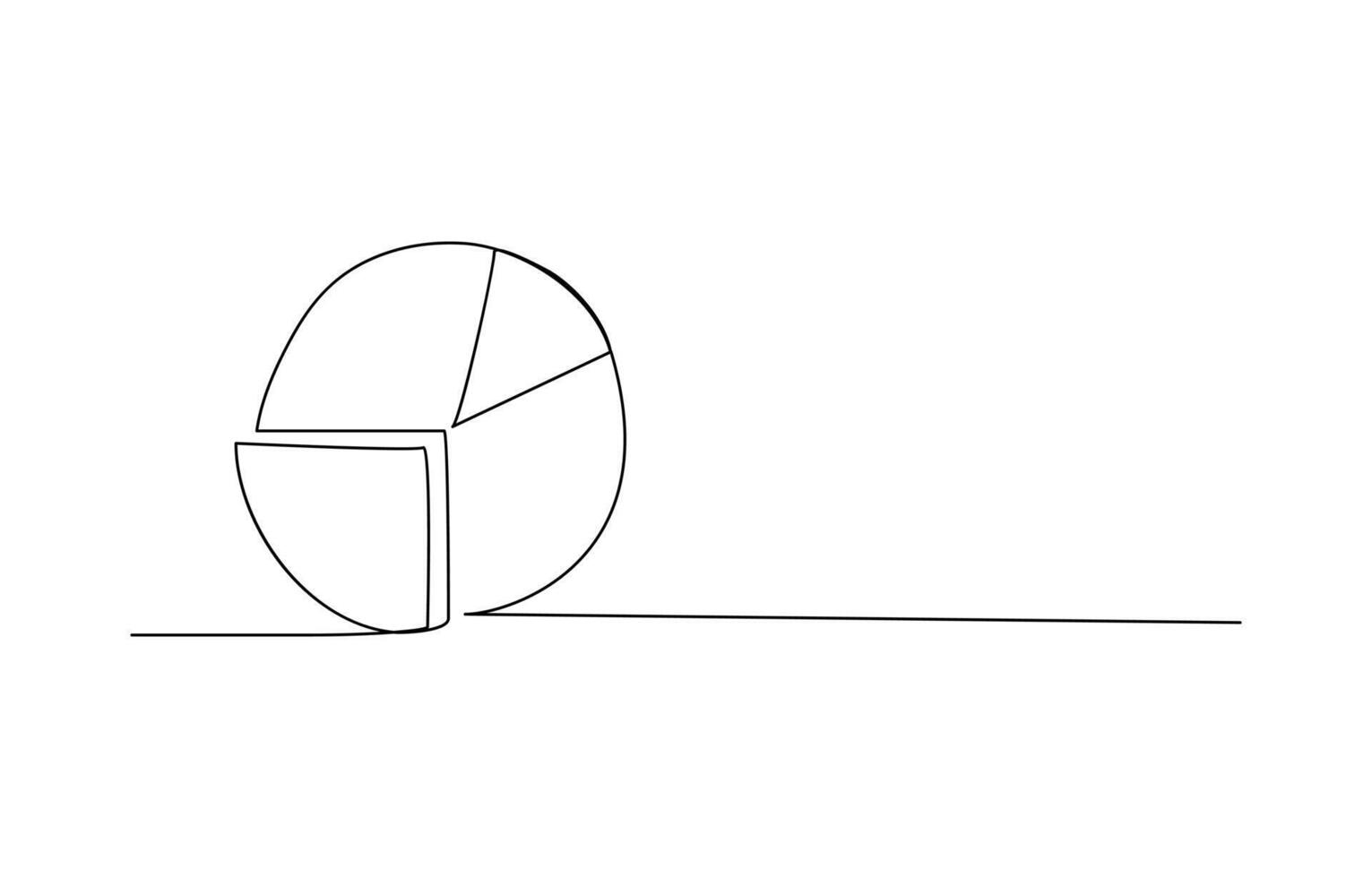 Pie chart with exploded segment continuous line drawing one line art llustration isolated on white. vector
