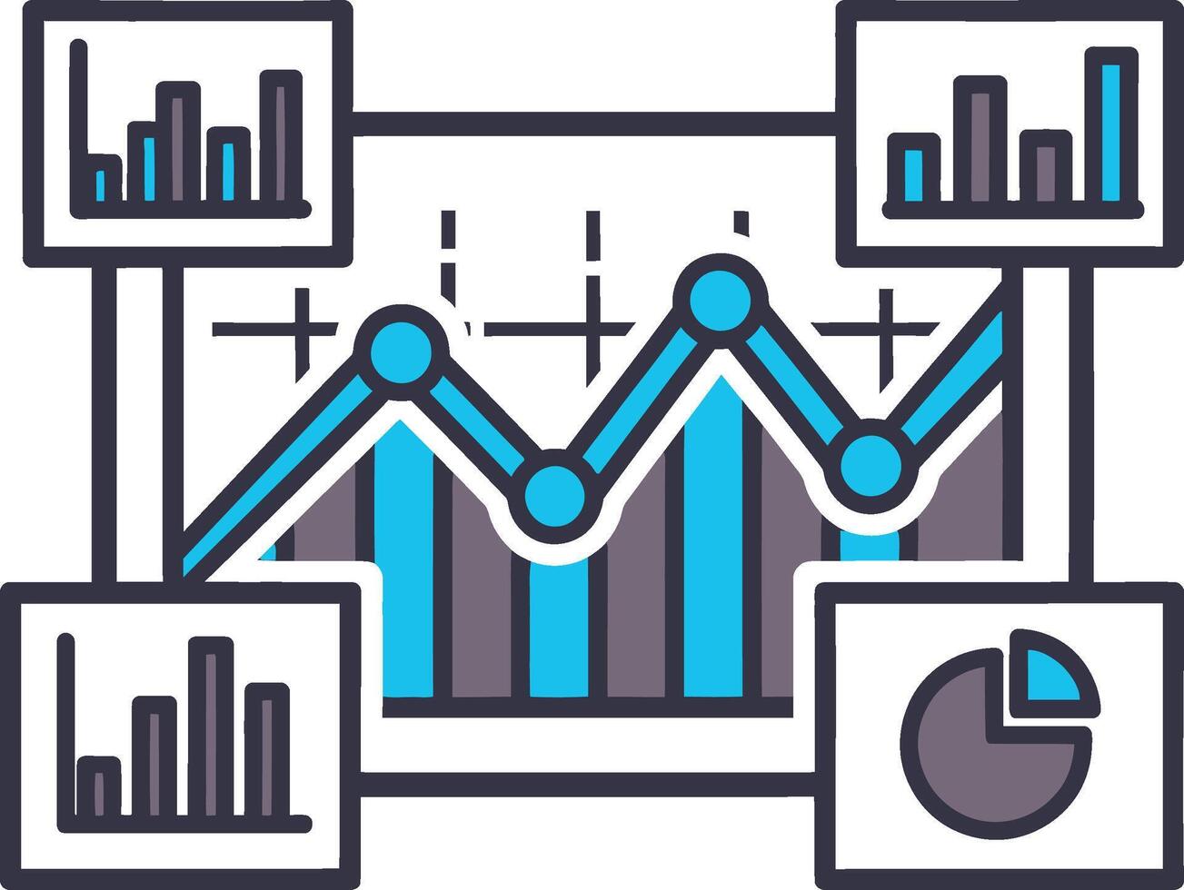 Data Analytics Visualization with Charts and Graphs. vector