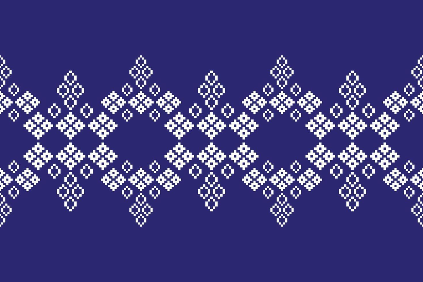 Fabric pattern abstract with blue color background design ethnic pixel pattern for cloth scarf carpet. vector
