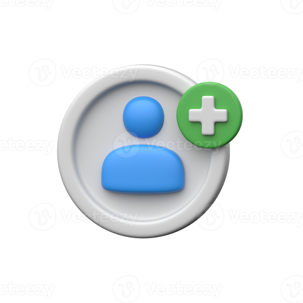3D add a user icon for accounts, registration, or profile creation. png