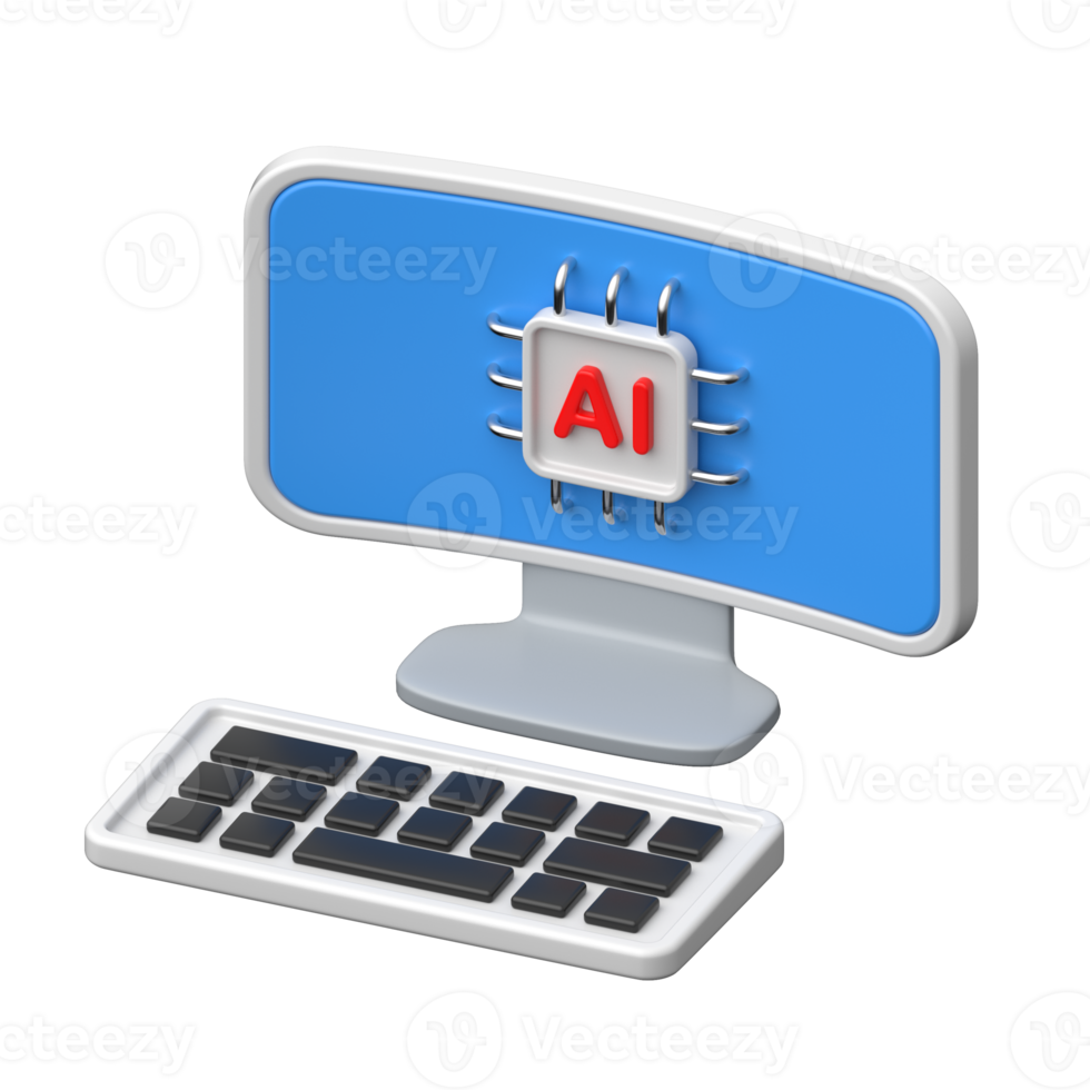 3d ai del desktop computer icona per artificiale intelligenza design. png