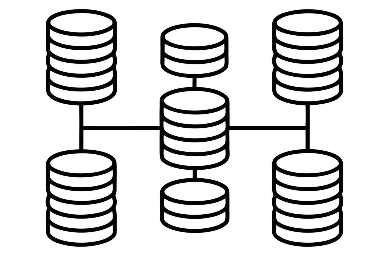 A black and white illustration of a data structure vector